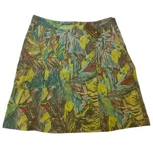 Christopher & Banks Petite Linen-blend Tropical Skirt 12P NEW